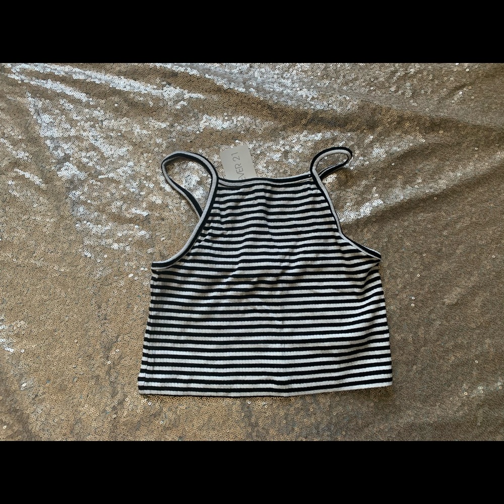 NWT Striped Crop Tank Top